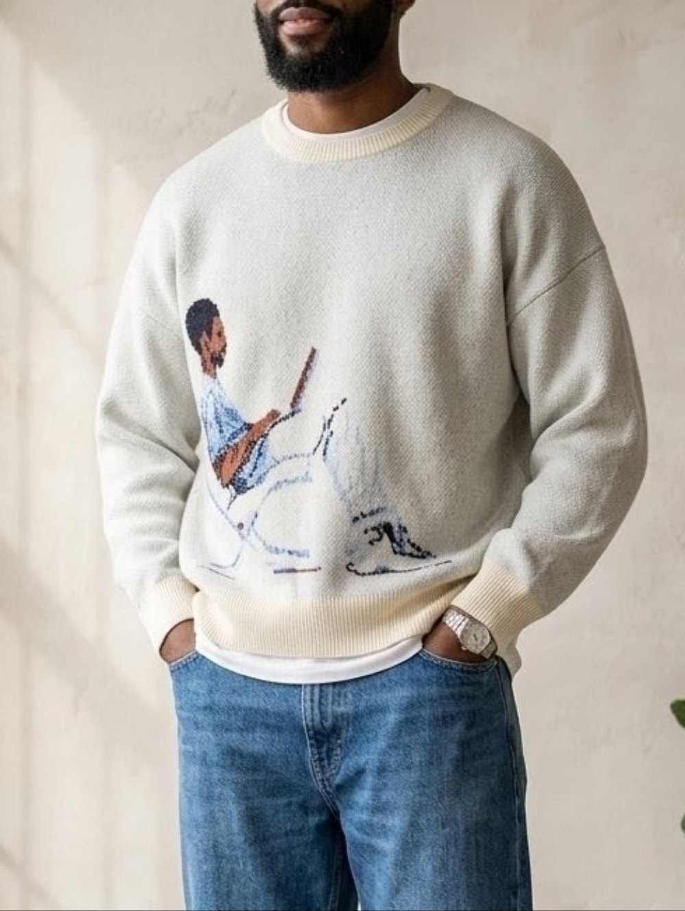 Bricks & Wood "In Good Hands" Graphic Knit Sweater - Size Medium